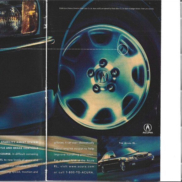 Acura RL VSA System 3.5RL Car Sedan 1990s Vintage Print Ad 2 PAGE - Picture 3 of 4